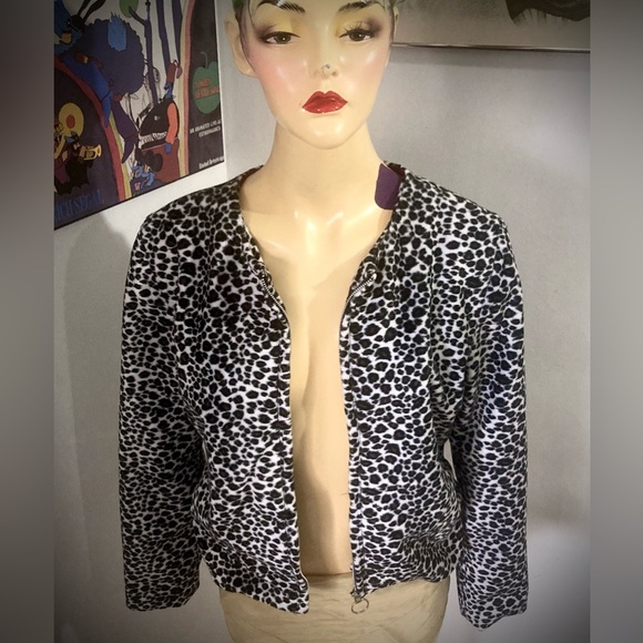 Vintage Handmade Leopard Print Faux Fur Jacket - 90s - Metal Zipper - M/L - Picture 7 of 16